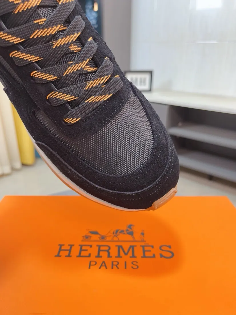 Men's shoes 💰440🌸🌸[HERMES] Hermès sneakers, the upper is made of calfskin and mesh, imported materials, full of texture, the lightweight sole is decorated with contrasting patterns, creating a versatile fashion style. Size: 38-44